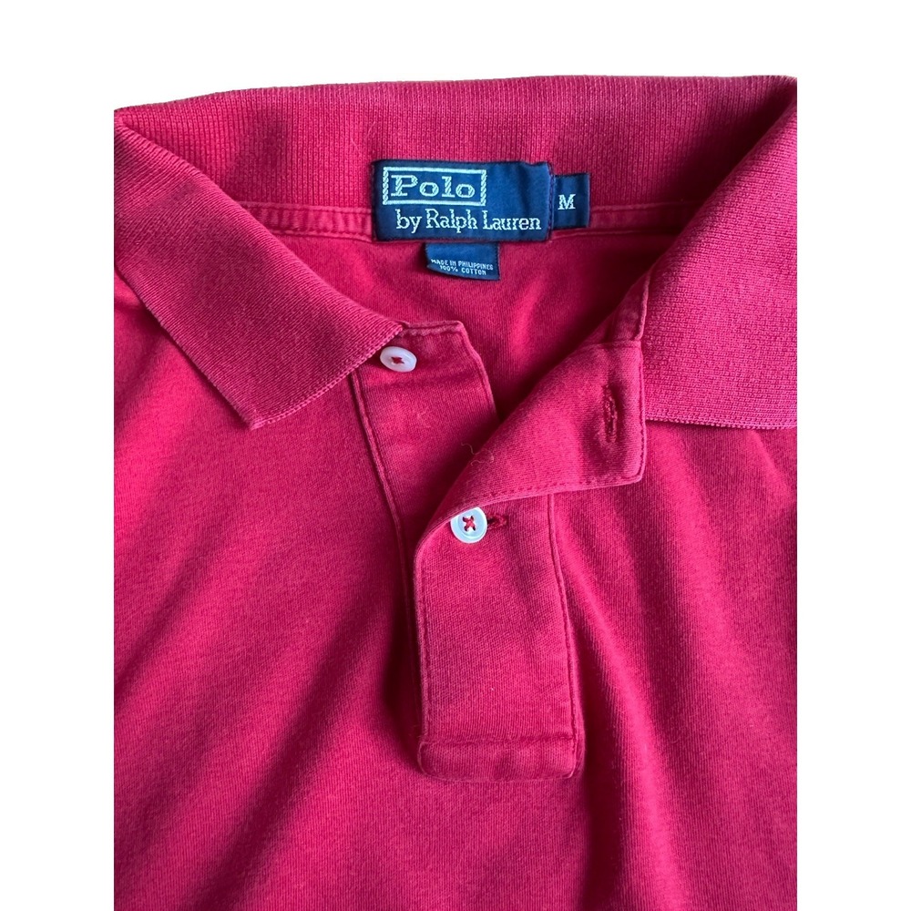 Polo Ralph Lauren Mens Medium Red Short Sleeve Polo Shirt Custom Fit Pony Logo